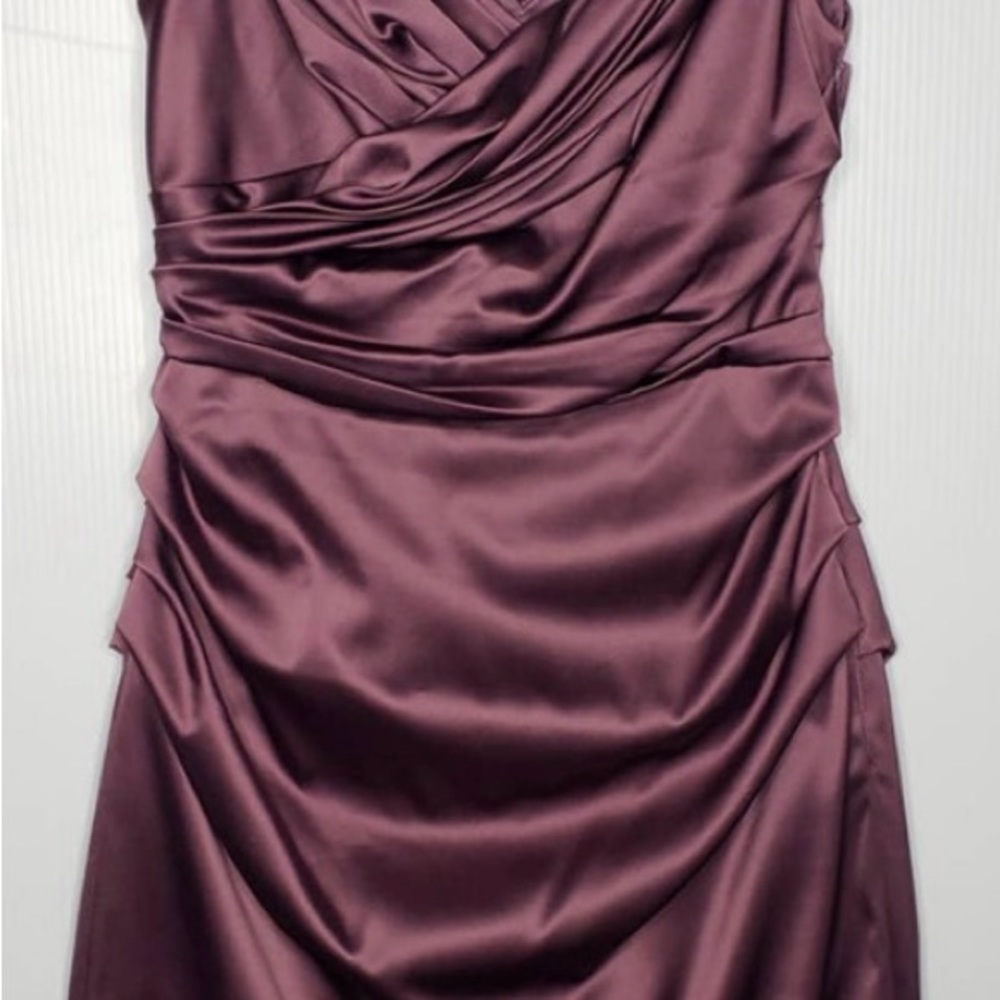 Suzi Chin Maggy Boutique Purple Satin Ruched Sleeveless Formal Dress Size 6